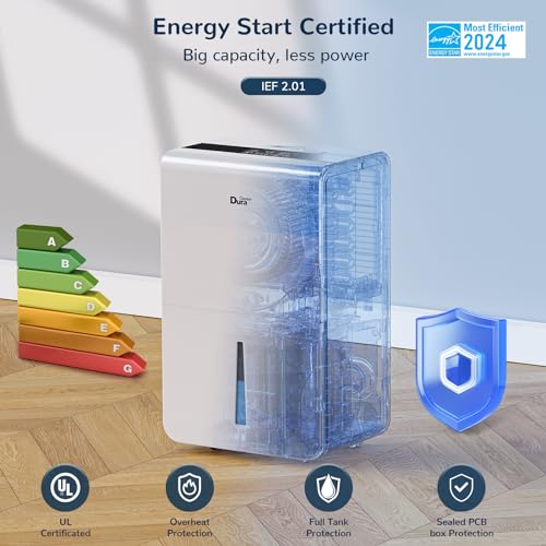 Dehumidifiers with Pump/Hose for Basements 50 Pint (70 Pint 2012 DOE) Energy Star Certified Dehumidifiers with WIFI for 4500 Sq.Ft Large Room,Dehumidifiers for Home,white