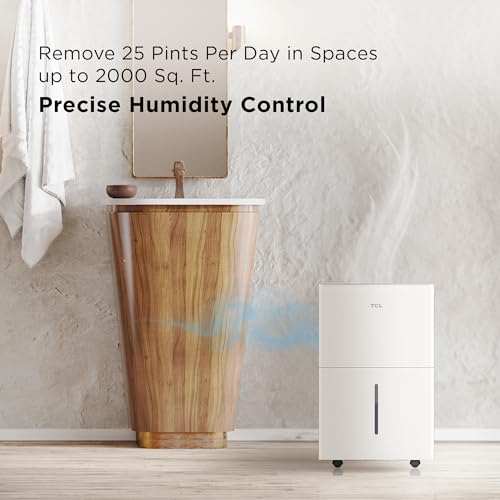 TCL H25D44W 25 Pint Smart Dehumidifier Energy Star 115v