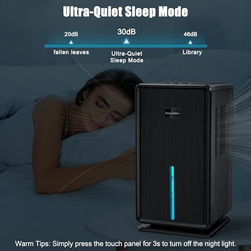Dehumidifier,101 OZ Dehumidifiers for Bathroom Bedroom,Basement, Bathroom, RV, Closet, Bedroom with Auto Shut Off, Sleep Mode,7 Colors LED Light, Quiet Dehumidifiers for Home (850 sq. ft)