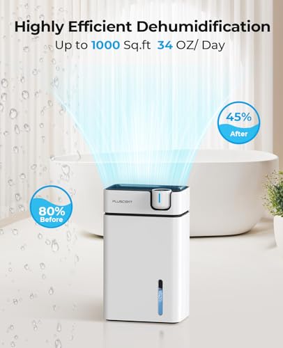 Dehumidifier, PLUSCENT 88OZ Dehumidifiers for Bedroom, 1000 Sq. Ft. Dehumidifier for Basement Home Bathroom RV and Closet with Drain Hose, Auto Defrost, Auto Shut Off, 7 Colors LED Light, Sleep Mode