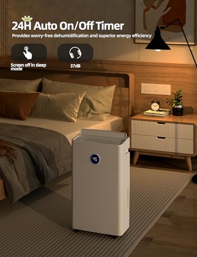 4500 Sq. Ft Dehumidifier for Basement, 50 Pints Large Dehumidifiers for Home with drain hose and 5L Water Tank, Powerful Moisture Removal for Whole House, Large Room, and Intelligent Humidity Control