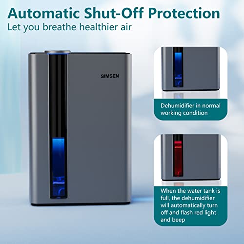 SIMSEN 95oz Dehumidifiers for Home, 800 sq ft Quiet Dehumidifier with Reusable Filter and Ionizer, Small Dehumidifier with Drain Hose, Dehumidifiers for Bedroom Bathroom Basements Closet RV