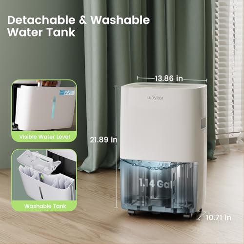 Waykar 120 Pints Energy Star Dehumidifier for Spaces up to 6,000 Sq. Ft at Home, in Basements and Large Rooms with Drain Hose and 1.14 Gallons Water Tank (JD025CE-120)
