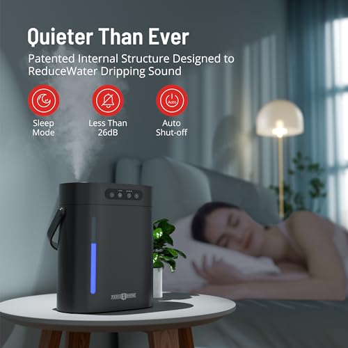 Humidifier for Bedroom Large Room, PARIS RHÔNE 6L Cool Mist Top Fill Humidifier & Essential Oil Diffuser, 60Hours, Sleep Mode, Remote Control, Night Light,3-Mist, Ultrasonic Quiet Humidifier
