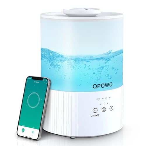Humidifiers for Bedroom, 2.5L Cool Mist Humidifiers for Baby Plants, Top Fill Air Humidifier for Home with Night Lights, Smart Wifi App Control, 38H Max Runtime, Timer, Sleep Mode