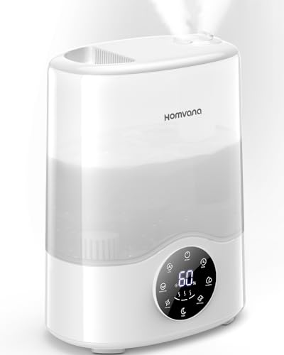 Homvana Smart Humidifier Large Room - Warm and Cool Mist 7L (807ft²), Top Fill Humidifiers for Bedroom - Ultrasonic Humidifier for Baby Plants - Home Nursery, Quick Easy Clean Air Humidifier - (White)