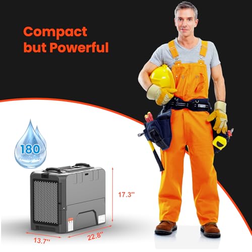 Abestorm 180 PPD Smart WiFi Commercial Dehumidifiers with Pump, LGR Dehumidifier for Crawl Space, Basement, Large Space, Industrial Dehumidifier for Large Room or Warehouse, Auto Defrosting