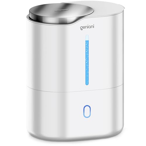 GENIANI Ultrasonic Cool Mist Humidifier for Bedroom, Large Rooms, Home, 4L - Easy Fill & Clean Humidifier for Plants w/Auto Shut-off, 40H Runtime - Quiet, Top Fill Air Humidifier