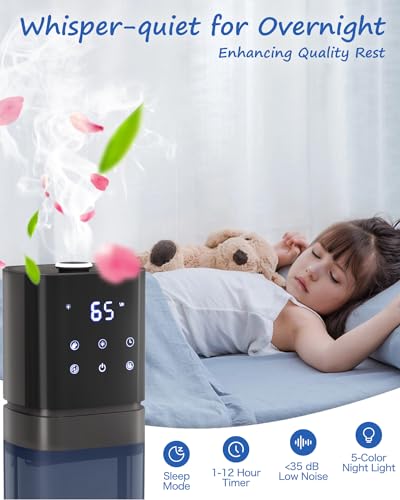 AILINKE Humidifiers for Bedroom, 2.1Gal/8L Top Fill Humidifier Large Room Home, Room Ultrasonic Cool Mist Humidifier for Baby Home Adults Plants, Essential Oil Diffuser, Extended Tube