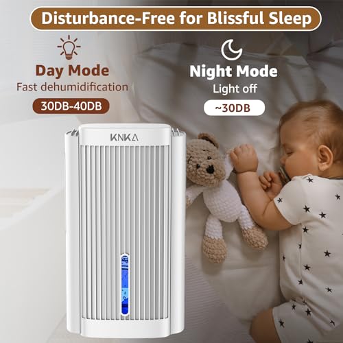 Dehumidifier,95 OZ Water Tank, (850 sq. ft) Quiet Dehumidifier for Basement, Bathroom, RV, Closet, Bedroom with Auto Shut Off, Sleep Mode,7 Colors LED Light, Dehumidifiers for Home (White）
