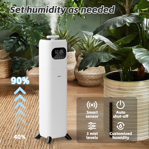Humidifiers for Bedroom Large Room, 2.3Gal/9L Quiet Humidifiers for Bedroom with Timer, 360°Nozzle, Aroma Box, 3 Speed Ultrasonic Cool Mist Humidifier with Humidistat for Baby Nursery Yoga Plants