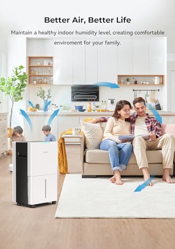 1500 Sq.ft Dehumidifier for Basement and Bedroom, Aiusevo 22 Pint Dehumidifiers for Home, Auto and Manual Drainage, Intelligent Humidity Control, 3 Operation Modes, Ideal for Room, Bathroom, RV