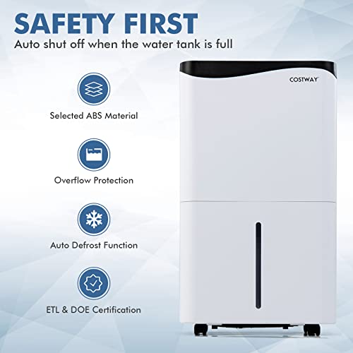 COSTWAY 5500 Sq. Ft Dehumidifier for Basement & Large Room, 100 Pint Dehumidifier with Smart App & Alexa Voice Control, 4 Modes, 2 Speeds, 24H Timer, Low Noise Home Dehumidifier with Drain Hose
