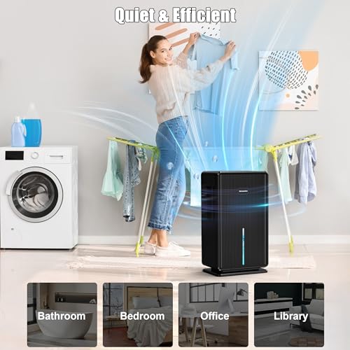 Dehumidifier,101 OZ Dehumidifiers for Bathroom Bedroom,Basement, Bathroom, RV, Closet, Bedroom with Auto Shut Off, Sleep Mode,7 Colors LED Light, Quiet Dehumidifiers for Home (850 sq. ft)