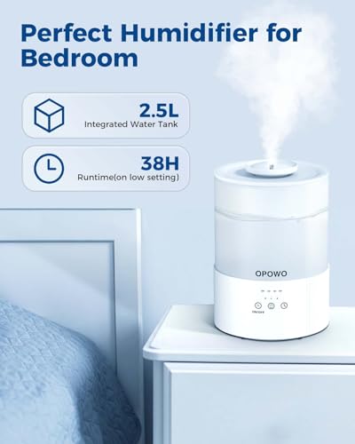 Humidifiers for Bedroom, 2.5L Cool Mist Humidifiers for Baby Plants, Top Fill Air Humidifier for Home with Night Lights, Smart Wifi App Control, 38H Max Runtime, Timer, Sleep Mode