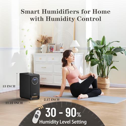 Warm and Cool Mist Humidifier New 2.0 Elecameier 6.5L Top Fill Humidifier for Bedroom Large Room With LED Light and Remove Control, Smart Humidifier for Plant with Humidity Control and Easy to Clean
