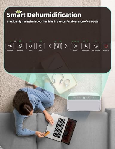 4500 Sq. Ft Dehumidifier for Basement, 50 Pints Large Dehumidifiers for Home with drain hose and 5L Water Tank, Powerful Moisture Removal for Whole House, Large Room, and Intelligent Humidity Control