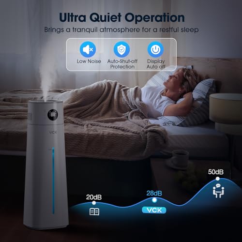 VCK 8L AI Smart Humidifier for Bedroom,Top Fill Cold Mist Humidifiers with 10 Adjustable Mist Levels, 50H Runtime, Auto Mode, 24H Timer, Whisper-Quiet Ultrasonic Humidifiers for Home Large Room Plant