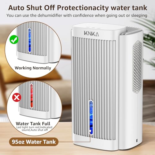 Dehumidifier,95 OZ Water Tank, (850 sq. ft) Quiet Dehumidifier for Basement, Bathroom, RV, Closet, Bedroom with Auto Shut Off, Sleep Mode,7 Colors LED Light, Dehumidifiers for Home (White）