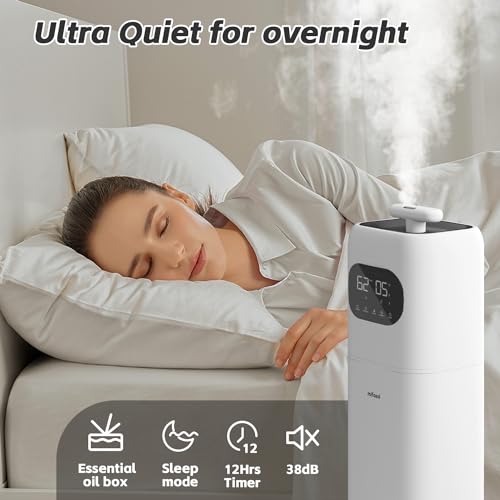 Humidifiers for Bedroom Large Room, 2.3Gal/9L Quiet Humidifiers for Bedroom with Timer, 360°Nozzle, Aroma Box, 3 Speed Ultrasonic Cool Mist Humidifier with Humidistat for Baby Nursery Yoga Plants
