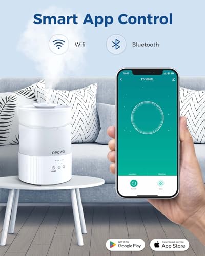 Humidifiers for Bedroom, 2.5L Cool Mist Humidifiers for Baby Plants, Top Fill Air Humidifier for Home with Night Lights, Smart Wifi App Control, 38H Max Runtime, Timer, Sleep Mode