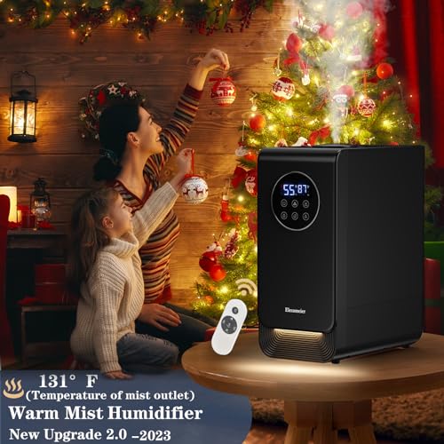 Warm and Cool Mist Humidifier New 2.0 Elecameier 6.5L Top Fill Humidifier for Bedroom Large Room With LED Light and Remove Control, Smart Humidifier for Plant with Humidity Control and Easy to Clean