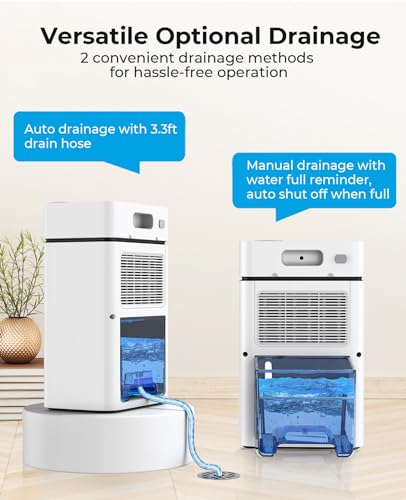 Dehumidifier, PLUSCENT 88OZ Dehumidifiers for Bedroom, 1000 Sq. Ft. Dehumidifier for Basement Home Bathroom RV and Closet with Drain Hose, Auto Defrost, Auto Shut Off, 7 Colors LED Light, Sleep Mode