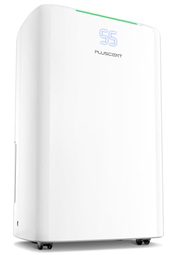 5000 Sq.ft Dehumidifier for Basement, PLUSCENT 52 Pints Quiet Dehumidifiers with Drain Hose for Home Large Room Bedroom, Smart Humidity Control & Monitor, 4 Operation Modes, 24H Timer, Auto Defrost