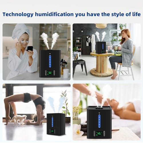 6.5L Humidifiers for Bedroom and Home, Cool and Warm Mist Humidifiers for Home & Plants, Mist Top Fill Desk Humidifiers Essential Oil Diffuser with Adjustable Mist,360°Nozzle，Auto Shut-Off,black