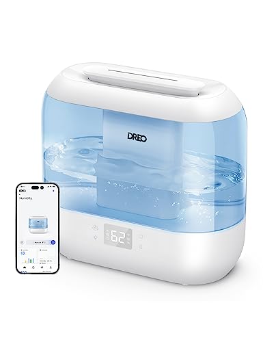 Dreo Smart Humidifiers for Bedroom, Quiet (4L Water Tank) Superrsized Cool Mist Essential Oil Diffuser with Night Light, Auto-Shut Off, Humidifiers for Babies Nursery & Plant & Whole House,Blue