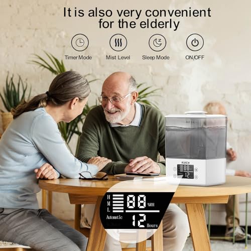 Air Humidifiers for Bedroom and Baby, Home & Plants - KUICH 2.4L Cool Mist Humidifiers for Nursery, 26db Quiet Top Fill Air Humidifier Lasts Up to 30 Hours, Auto Shut-Off, Super Easy to Fill and Clean