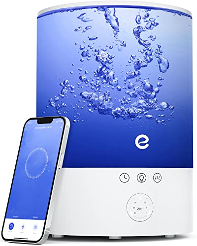 Cool Mist Humidifiers for Bedroom Large Room, Esemoil Smart WiFi Baby Air Humidifier with Top-Fill & 28dB Quiet, 24H Ultrasonic Diffuser for Plants, 8 Color Light, Voice Control, Works with Alexa
