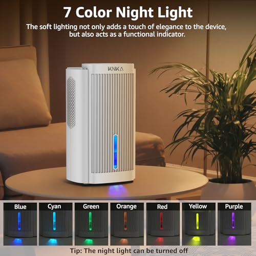 Dehumidifier,95 OZ Water Tank, (850 sq. ft) Quiet Dehumidifier for Basement, Bathroom, RV, Closet, Bedroom with Auto Shut Off, Sleep Mode,7 Colors LED Light, Dehumidifiers for Home (White）