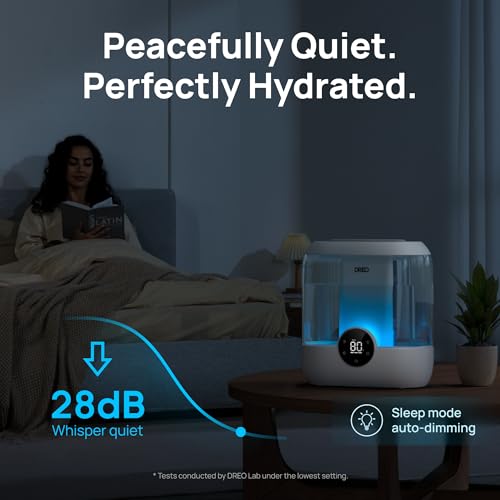 Dreo 6L Smart Humidifiers for Bedroom, Quiet Supersized Cool Mist Ultrasonic Humidifier with Diffuser, 60 Hour Runtime for Home, Nursery, Plant, White