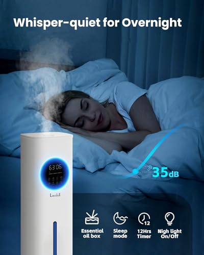 Warm and Cool Mist Humidifiers for Bedroom Home, 2.1gal Quiet Humidifier for Large Room up to 500 ft with Customized Humidity, Night Light, Easy Top Fill, 12H Timer, Essential Oil, Child Lock