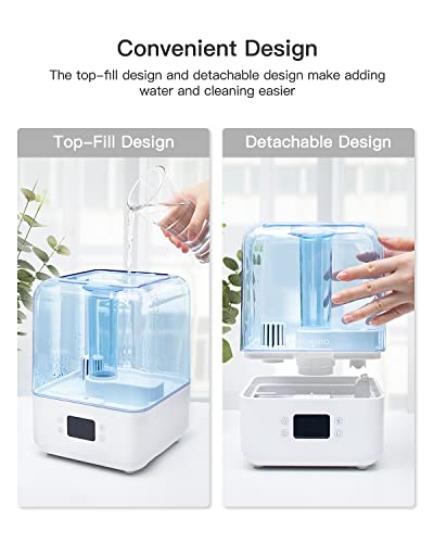 MORENTO Humidifiers for Bedroom, 4.5L Top Fill Humidifiers for Large Room, Cool Mist Humidifiers for Home, 360 Nozzle, Auto Shut-Off, Humidity Setting, Last up to 50Hrs with Night Light, White