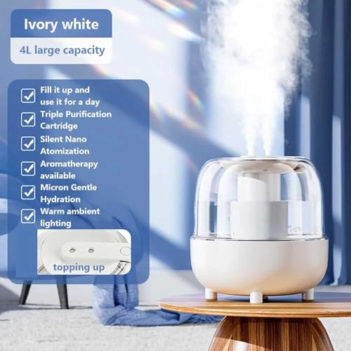 Bedroom, 4L Cool Mist Humidifiers, Top Fill Oil Diffuser Quiet Ultrasonic Humidifiers with Nightlight, 32H Runtime Smart Humidifier with Dual Air Inlet,High-frequency Atomization (Green)