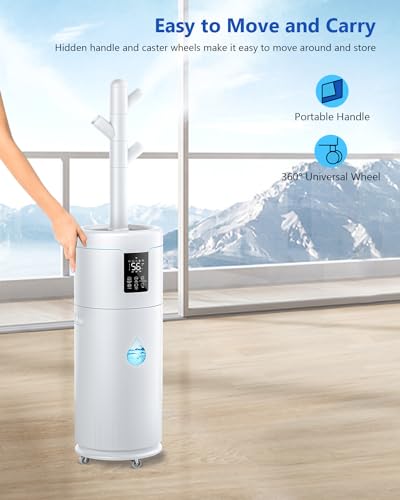17L/4.5Gal Ultra Large Humidifiers for Bedroom 2000 sq ft, Quiet Humidifiers for Large Room, Tower Humidifier with 4 Mist Mode & Extension Tube for Home School Office Commercial Greenhouse Plants