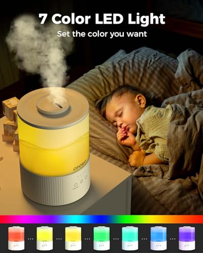 Humidifiers for Bedroom, 2.5L Cool Mist Humidifiers for Baby Plants, Top Fill Air Humidifier for Home with Night Lights, Smart Wifi App Control, 38H Max Runtime, Timer, Sleep Mode
