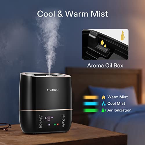 VIVOSUN 2-in-1 Warm and Cool Mist Humidifier, 5L Indoor Ultrasonic Air Humidifier with Essential Oil Tray for Bedrooms, Plants, Offices and Babies