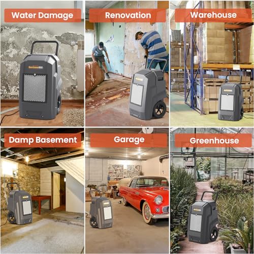 Abestorm 180 Pints Commercial Dehumidifier with Smart WiFi Industrial Dehumidifier Pump Drain Hose, for Basements, Garages, Job Sites, Gray