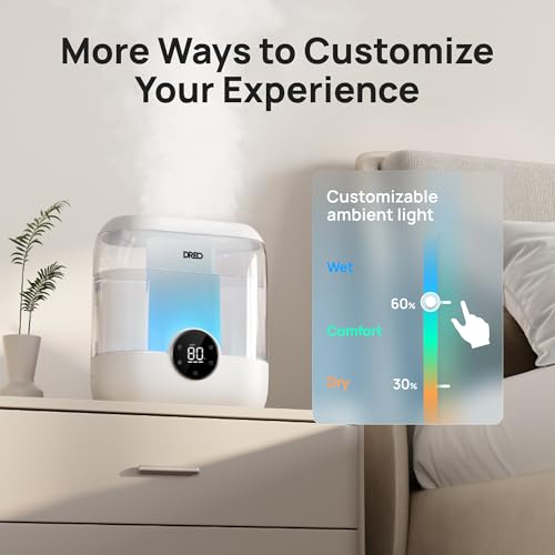 Dreo 6L Smart Humidifiers for Bedroom, Quiet Supersized Cool Mist Ultrasonic Humidifier with Diffuser, 60 Hour Runtime for Home, Nursery, Plant, White