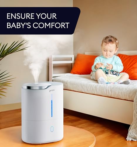 GENIANI Ultrasonic Cool Mist Humidifier for Bedroom, Large Rooms, Home, 4L - Easy Fill & Clean Humidifier for Plants w/Auto Shut-off, 40H Runtime - Quiet, Top Fill Air Humidifier