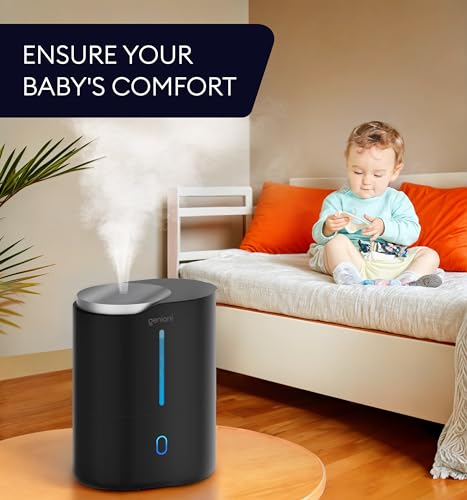 GENIANI Ultrasonic Cool Mist Humidifier for Bedroom, Large Rooms, Home, 4L - Easy Fill & Clean Humidifier for Plants w/Auto Shut-off, 40H Runtime - Quiet, Top Fill Air Humidifier & Vaporizer for Baby