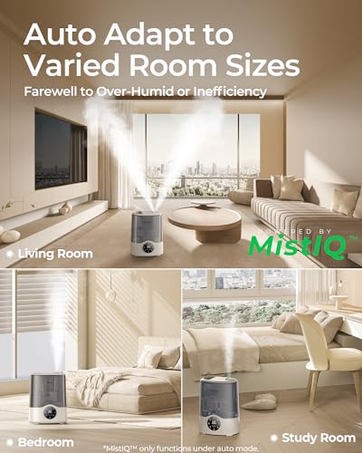 Homvana Humidifier Large Room, 7L (807ft²) Smart Warm and Cool Mist, Top-Fill Humidifiers for Bedroom Baby Nursery Grow Tent, Auto Adapt Mist Quick Air Humidity Indoor, Easy to Clean, Quiet, Diffusers