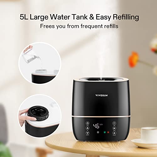 VIVOSUN 2-in-1 Warm and Cool Mist Humidifier, 5L Indoor Ultrasonic Air Humidifier with Essential Oil Tray for Bedrooms, Plants, Offices and Babies