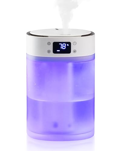 HawKam Humidifiers for Bedroom Home, (4L Water Tank) Top-filled Smart Quiet Cool Mist Humidifiers for Large Room, 360°Nozzle & Nightlight, 30H Runtime Air Humidifiers for Baby Nusery,Offices,Plants