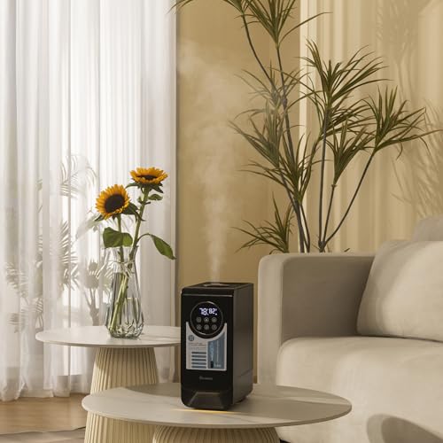 Warm and Cool Mist Humidifier New 2.0 Elecameier 6.5L Top Fill Humidifier for Bedroom Large Room With LED Light and Remove Control, Smart Humidifier for Plant with Humidity Control and Easy to Clean