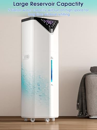 Smart Humidifier for home Large Rooms up to 2800 ft², Wi-Fi APP and Remote Control, 5Gal 1000ml / h Mist Output Auto 180°Mist Tube Rotate,Diffuser and Ambient Light, Ideal for Bedroom Office Plant