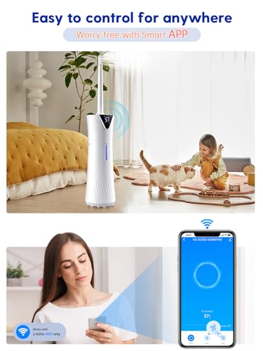 MONISEN Humidifier Large Room for 2000 sq ft, 17L/4.5Gal Humidifiers for Bedroom with Smart App & Remote Control, Ultrasonic Cool Mist Large Humidifiers for Home with Essential Oil Box, 3 Speed